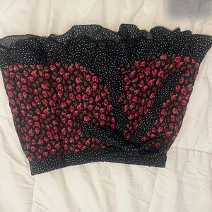 Floral Skirt with Polka Dot Waistband